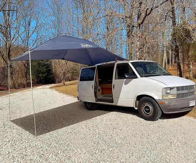 Alt view image 4 of 7 - Versatility Teardrop Awning for SUV RVing, Car Camping, Trailer and Overlanding Light Weight Truck Canopy Durable Tear Resistant Tarp with 2 Sandbag