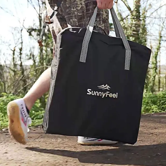 Alt view image 7 of 7 - SunnyFeel Camping Director Chair, Portable Folding Chair with Side Table and Storage Pouches, Compact Heavy Duty for Adults Outdoor (Black)