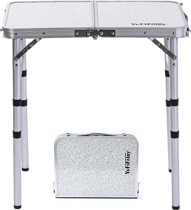Main image of YUFIFAIRY Small Folding Table Portable, 24''L x16''W Foldable Camp Table with 3 Adjustable Height, Indoor Outdoor Lightweight Aluminum Table for Outdoor Cooking Picnic, (3 Heights)