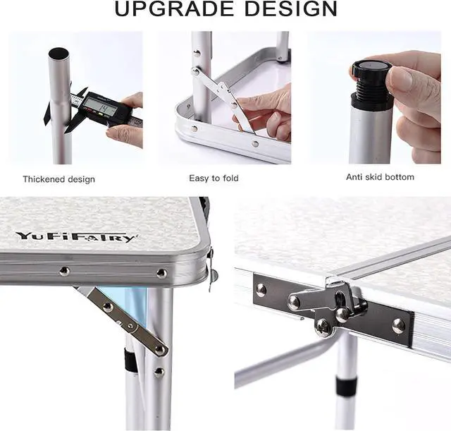 Alt view image 5 of 7 - YUFIFAIRY Small Folding Table Portable, 24''L x16''W Foldable Camp Table with 3 Adjustable Height, Indoor Outdoor Lightweight Aluminum Table for Outdoor Cooking Picnic, (3 Heights)