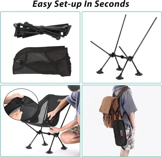 Alt view image 7 of 7 - EchoSmile Camping Chairs,Lightweight Portable Camping Folding Chair,Outdoor Backpacking Chair,Outdoor Lawn Chairs with Carry Bag for Camping Hiking Garden BBQ Fishing Beach Travel Festival