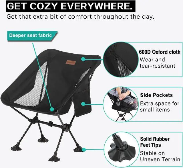 Alt view image 6 of 7 - EchoSmile Camping Chairs,Lightweight Portable Camping Folding Chair,Outdoor Backpacking Chair,Outdoor Lawn Chairs with Carry Bag for Camping Hiking Garden BBQ Fishing Beach Travel Festival