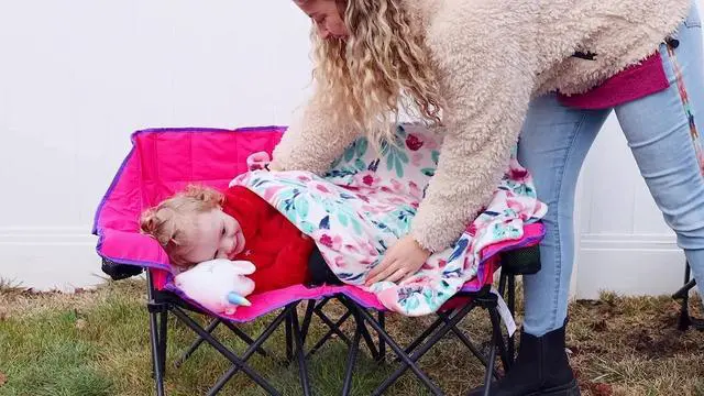 Alt view image 4 of 7 - SunnyFeel Kids Folding Camping Chair with Safety Lock, Cup Holder, and Padded Seat - Lightweight and Portable Outdoor Chair for Children (Blue)