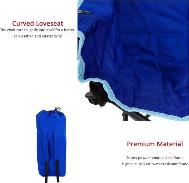 Alt view image 6 of 7 - SunnyFeel Kids Folding Camping Chair with Safety Lock, Cup Holder, and Padded Seat - Lightweight and Portable Outdoor Chair for Children (Blue)