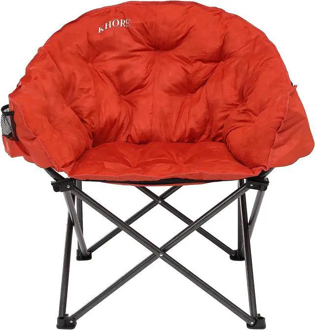 Alt view image 3 of 6 - KHORE Oversized Folding Camping Moon Saucer Chair Supports 380 LBS with Cup Holder and Carry Bag (Orange)
