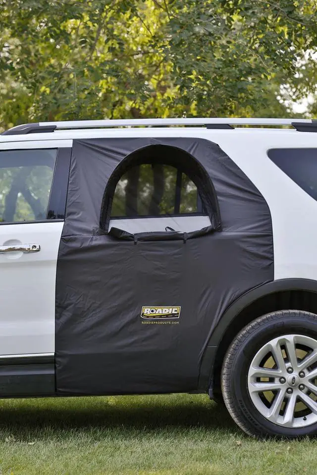 Alt view image 7 of 7 - Roadie- The OVERNIGHTER SUV Window Tent with Bug Screen and Retractable Awning. Great for Camping in an SUV. (Patented)