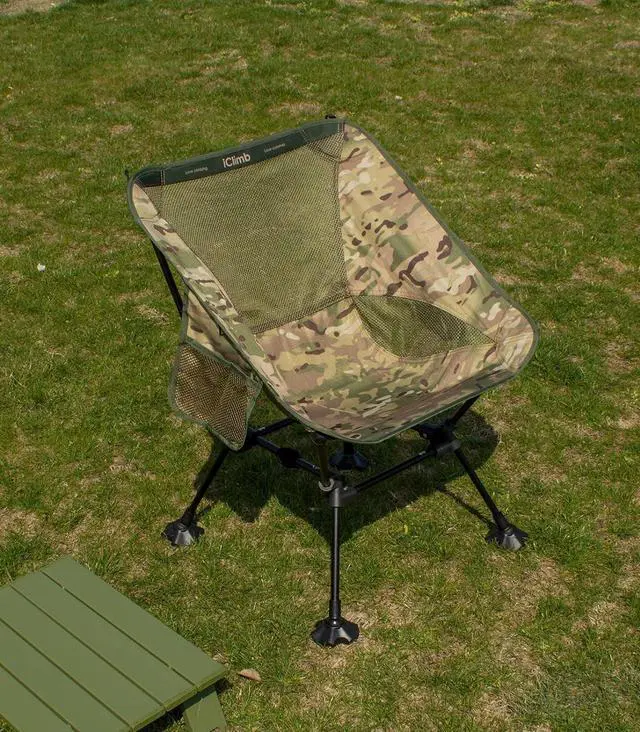 Alt view image 5 of 7 - iClimb- Ultralight Compact Camping Folding Beach Chair with Anti Sinking Large Feet and Back Support Webbing (Woodland Square Frame)