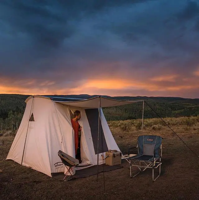 Alt view image 2 of 7 - iClimb Heavy Duty Compact Camping Folding Mesh Chair with Side Table and Handle (Navy - 2 PC)