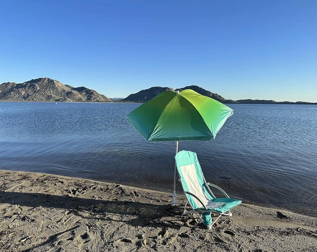 Alt view image 6 of 6 - WGOS Beach Chair Beach Folding Chair for Adults Camping Chair High Back with Umbrella and Cooler Bag, Huge Shade, Portable & Lightweight for Beach, Outdoor, Camping (Set of 2 Blue)