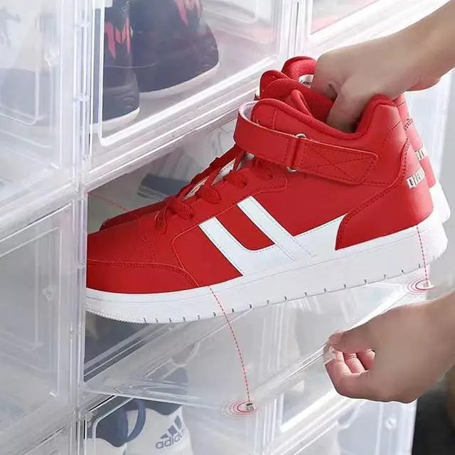 Alt view image 5 of 6 - Yagizaai Bayou Shoe Storage Box, 6PCS Shoe Box Clear Plastic Stackable, Drop Front Shoe Box with Clear Door, Shoe Organizer and Shoe Containers for Sneaker Display, Fit up to US Size 12
