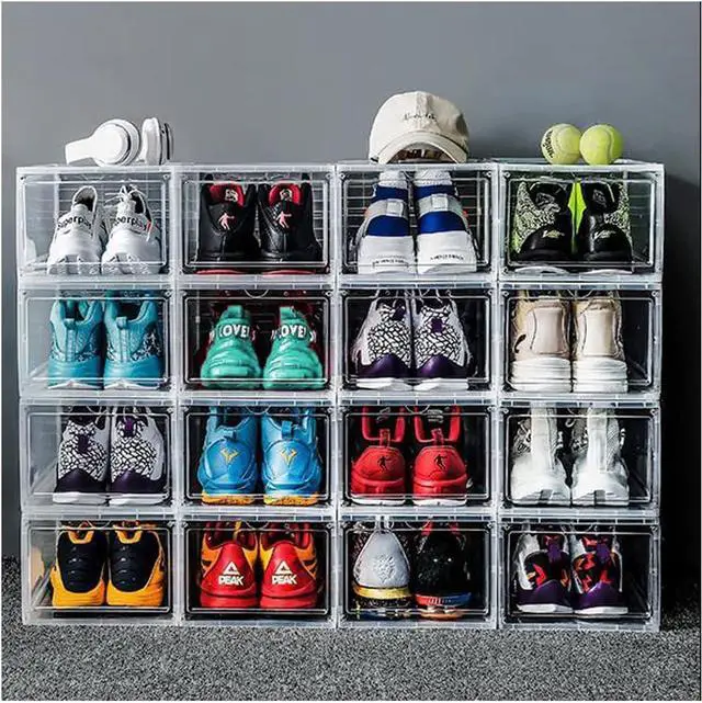 Alt view image 6 of 6 - Yagizaai Bayou Shoe Storage Box, 6PCS Shoe Box Clear Plastic Stackable, Drop Front Shoe Box with Clear Door, Shoe Organizer and Shoe Containers for Sneaker Display, Fit up to US Size 12