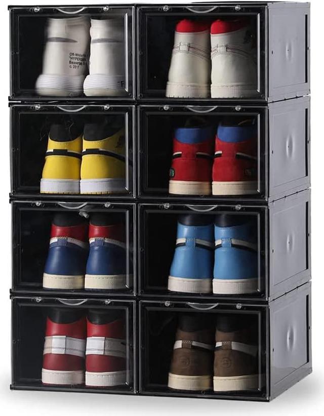 Clemate Shoe Storage Box Set of 8 Shoe Box Clear Plastic Stackable