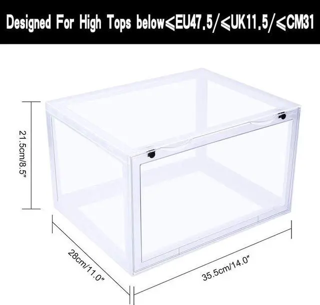 Alt view image 2 of 6 - K.T.Z Magnetic Side Open Transparent Plastic Storage Shoe Box Stackable Foldable Storage Shoe Box Sneaker Storage Box Clear Plastic Shoe Boxes Size:14.2X11X8.7 Inch ( D Style Transparent, 1 PCS)