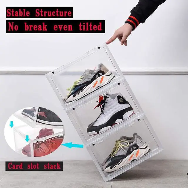 Alt view image 3 of 6 - K.T.Z Magnetic Side Open Transparent Plastic Storage Shoe Box Stackable Foldable Storage Shoe Box Sneaker Storage Box Clear Plastic Shoe Boxes Size:14.2X11X8.7 Inch ( D Style Transparent, 1 PCS)