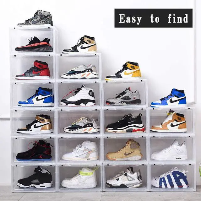 Alt view image 5 of 6 - K.T.Z Magnetic Side Open Transparent Plastic Storage Shoe Box Stackable Foldable Storage Shoe Box Sneaker Storage Box Clear Plastic Shoe Boxes Size:14.2X11X8.7 Inch ( D Style Transparent, 1 PCS)