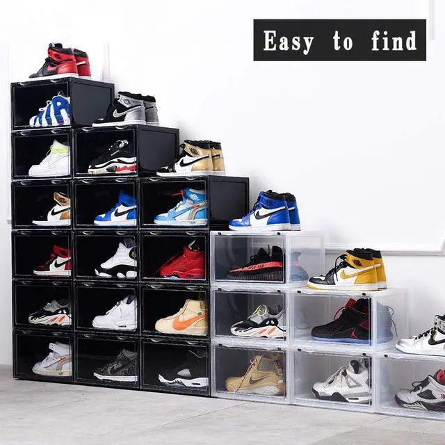 Alt view image 6 of 6 - K.T.Z Magnetic Side Open Transparent Plastic Storage Shoe Box Stackable Foldable Storage Shoe Box Sneaker Storage Box Clear Plastic Shoe Boxes Size:14.2X11X8.7 Inch ( D Style Transparent, 1 PCS)