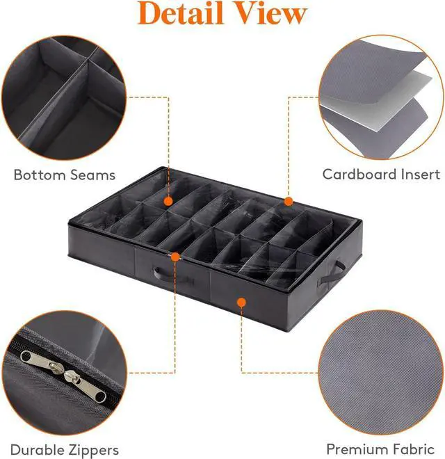 Alt view image 4 of 7 - Lifewit Under Bed Shoe Storage Organizer Set of 2, Fit Up to 16 Pairs of Shoes and 4 Boots, Foldable Shoe Rack Organizer Container with Reinforced Handle and Clear Cover for Women's and Men's Shoes