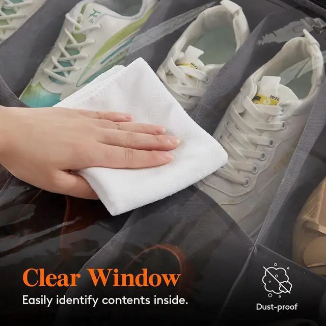 Alt view image 6 of 7 - Lifewit Under Bed Shoe Storage Organizer Set of 2, Fit Up to 16 Pairs of Shoes and 4 Boots, Foldable Shoe Rack Organizer Container with Reinforced Handle and Clear Cover for Women's and Men's Shoes