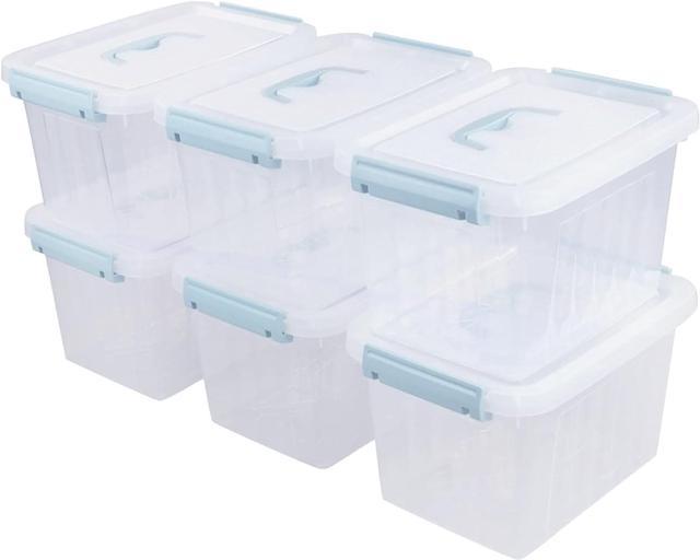 Sandmovie L Plastic Storage Bins with Lids, Small Boxes, 6 Packs