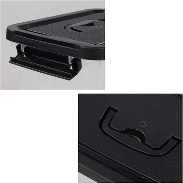 Alt view image 3 of 7 - Rinboat 6 L Plastic Clear Storage Bin Box with Black Lid and Black Handles, Pack of 6