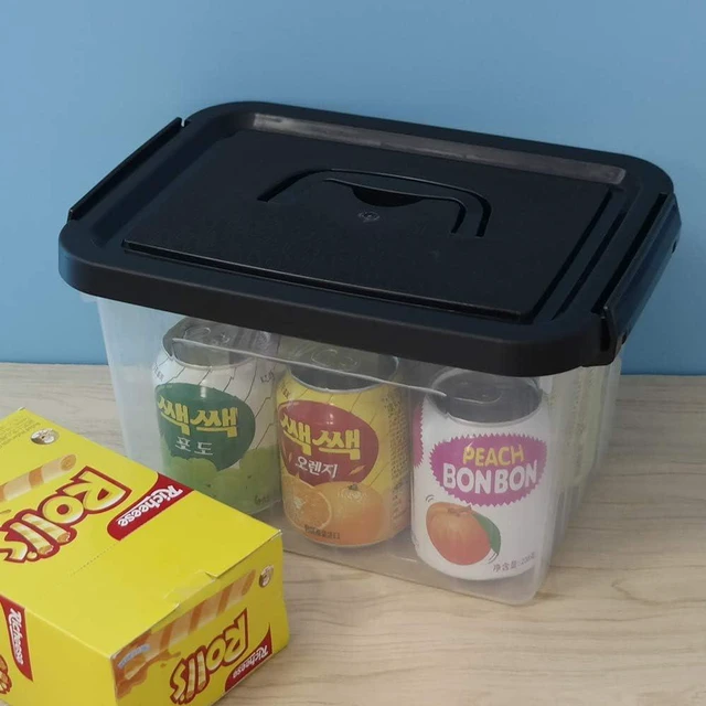 Alt view image 5 of 7 - Rinboat 6 L Plastic Clear Storage Bin Box with Black Lid and Black Handles, Pack of 6