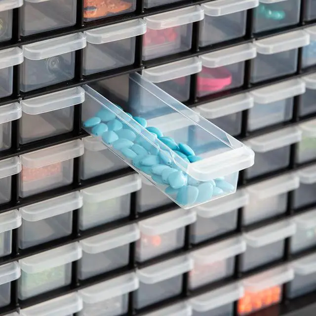 Alt view image 6 of 6 - IRIS USA Screw Organizer, Hardware Storage Organizer, 64 Drawer Parts Cabinet, Plastic Drawer Storage for Hardware Crafts, Small Parts, Nuts and Bolts, Tool Storage, Scrapbook Art Hobby - Black