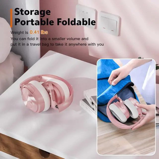 Alt view image 6 of 7 - Active Noise Cancelling Headphones,Wireless Noise Cancelling Headphone, Microphone 40 Hours Playtime Wireless Bluetooth Headphones 3D Low Bass Tone Fast Charge for Cellphone/Work/Gym/Travel