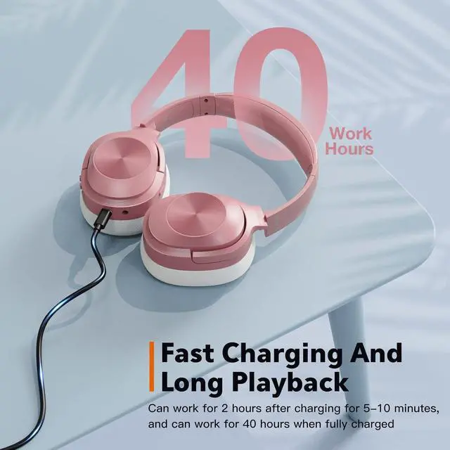 Alt view image 5 of 7 - Active Noise Cancelling Headphones,Wireless Noise Cancelling Headphone, Microphone 40 Hours Playtime Wireless Bluetooth Headphones 3D Low Bass Tone Fast Charge for Cellphone/Work/Gym/Travel