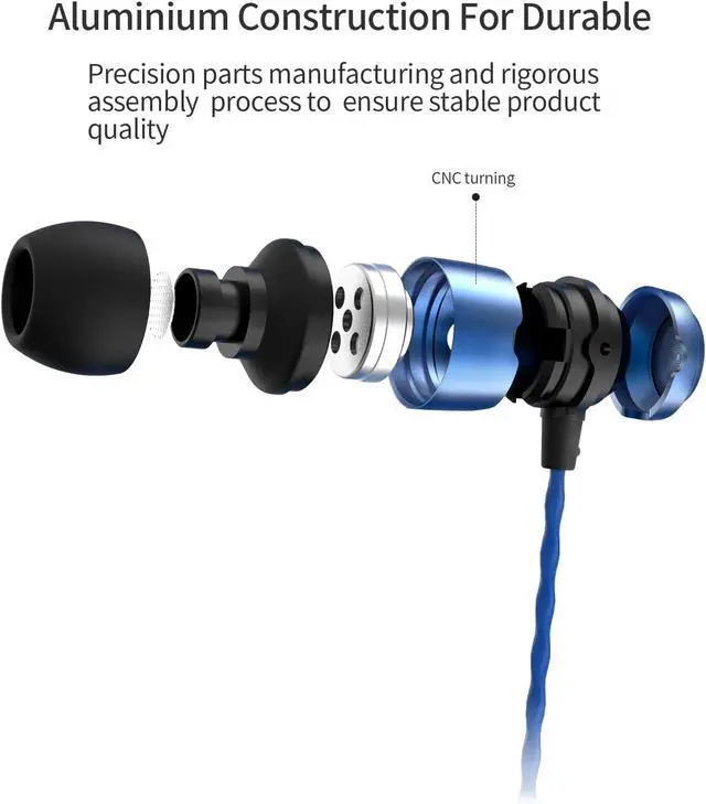 Alt view image 7 of 7 - SoundMAGIC E50C Wired Earbuds, with Mic, in-Ear Monitor, 3.5mm Jack, Blue | Clear bass, Balanced HiFi sound, Noise isolation, Solid alloy shell, Inline mic & remote, Tangle-free cable, Comfortable fit