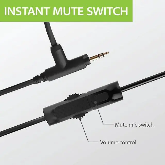 Alt view image 3 of 7 - Avantree Aria Line M - Wired Over-Ear Headphones with Boom Mic for Clear Calls, Headset with Mute Switch & Volume Control for PC, Computer, PS4, PS5, Gaming, and 3.5mm AUX Extra-Long Cord for TVs