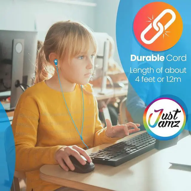 Alt view image 4 of 7 - JustJamz 100 Pack Multi-Colored In-Ear Earbuds, Wired, Comfortable Silicone Tips, Ideal for Schools & Kids, 3.5mm Jack, 100 Count