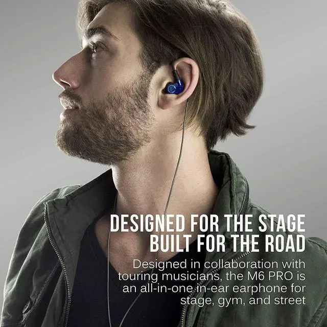 Alt view image 2 of 7 - MEE Audio M6 Pro 2nd Generation Universal-Fit Noise-Isolating Musicians in-Ear Monitors with Detachable Cables (Blue)