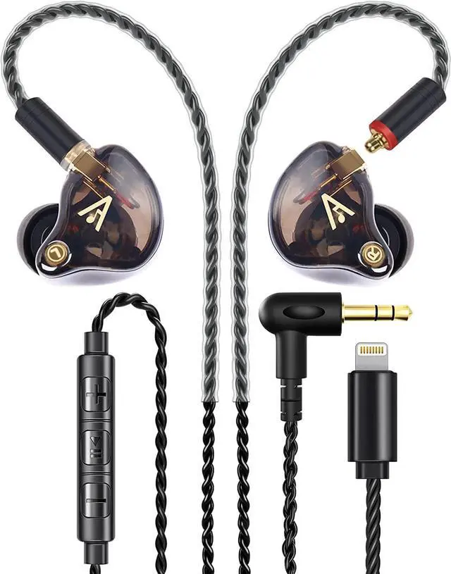 Main image of Vibes 201ML Wired Earbuds in Ear Headphones with Mic, Lightning to 3.5mm Adapter, Noise Isolating Bass Driven Earphones, Braided Cord, Carry Case, Ear Buds Tips, 3.5mm Jack (Clear Brown)