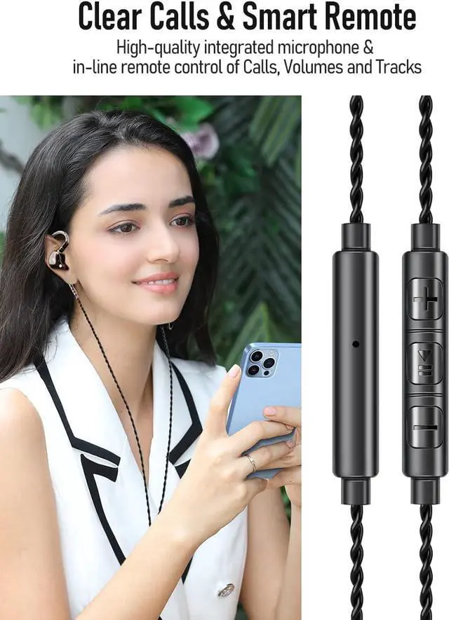 Alt view image 5 of 7 - Vibes 201ML Wired Earbuds in Ear Headphones with Mic, Lightning to 3.5mm Adapter, Noise Isolating Bass Driven Earphones, Braided Cord, Carry Case, Ear Buds Tips, 3.5mm Jack (Clear Brown)