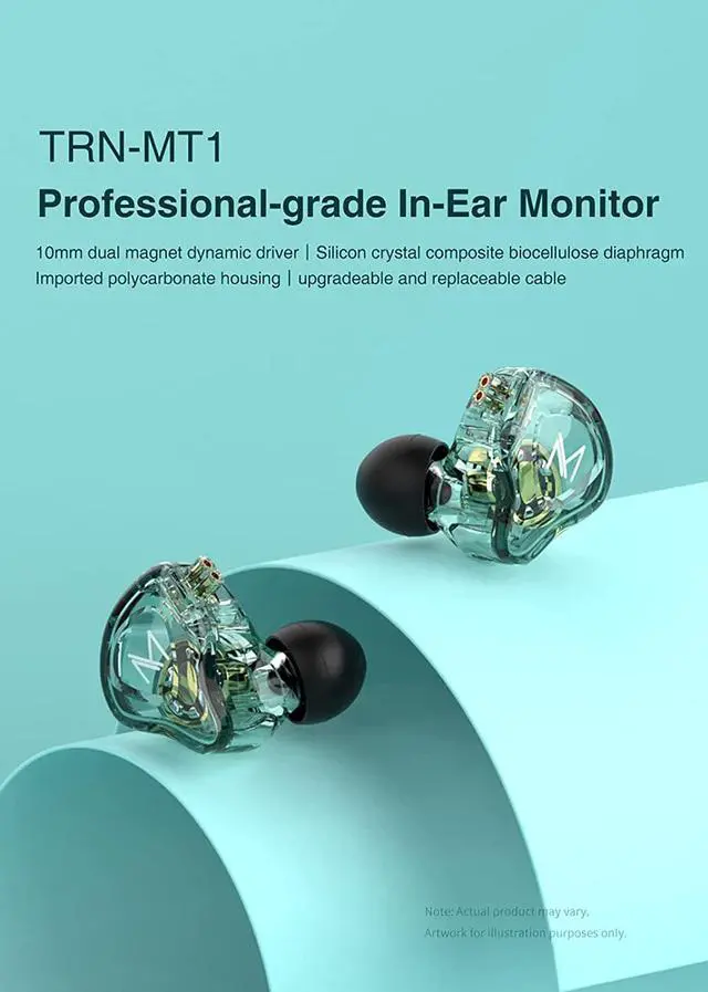 Alt view image 2 of 7 - FEDAI TRN MT1 in Ear Monitor Earbuds, TRN MT1 in-Ear Earbud with 10mm Composite Magnetic Dynamic in-Ear Earphone Headphones HiFi Headset with Detachable C Pin 0.75MM Cable(with mic, Black)