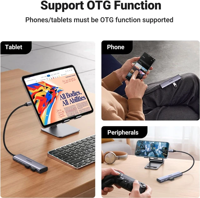 Alt view image 4 of 7 - UGREEN USB C Hub 4 Ports, USB C Splitter with 2 USB A 3.0 Ports and 2 USB C 3.0 Ports Aluminum, Slim USB C to USB C 3.0 Hub Adapter for MacBook Pro Air, iPad Pro, Dell, Chromebook, and More