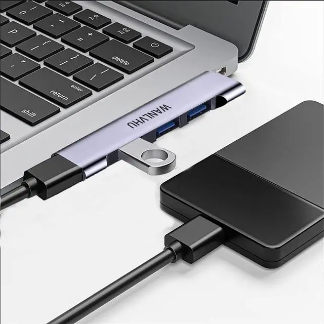 Alt view image 5 of 7 - USB Hub for Laptop 4-Port, Portable USB 3.0 Hub USB Splitter, USB Multiport Adapter Expander for MacBook Air/Pro, Laptop, PC, Keyboard, Flash Drive, Mobile HDD (USB Hub for Right)