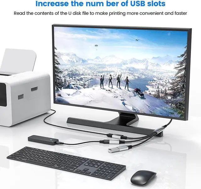 Alt view image 2 of 5 - USB 3 Port Splitter Cable, MOGOOD USB Type B Splitter 1 Male to 3 Female USB 2.0 Adapter Power Cord Extension Hub for Charging/Data Transfer/Laptop/Mac