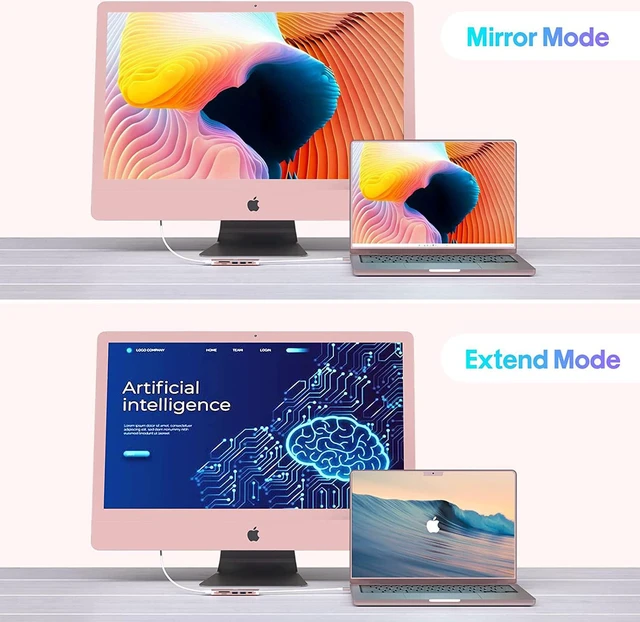 Alt view image 2 of 5 - USB C to 4K HDMI Adapter for MacBook Pro Air, 6 in 1 USB-C Digital AV Multiport Dongle Adaptor with USB3.0&2.0/SD/TF Card Reader Slot Port for Mac M3 M2 M1 (Rose Gold)