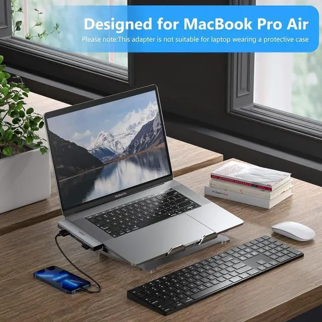 Alt view image 5 of 7 - USB C Hub,Adapter for MacBook Air 2023/2022/2021/2020/2019/2018, MacBook Pro Adapter 2017-2022 Thunderbolt 3 Multiport Mac Adapter Dongle with 4K HDMI, 3 USB 3.0 Ports, SD/TF Card Reader, 100W PD