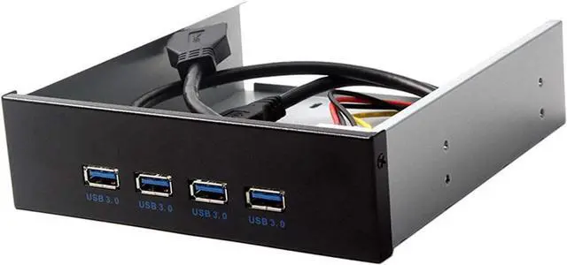 Alt view image 3 of 3 - USB 3.0 HUB 4 Ports Front Panel to Motherboard 20Pin Adapter with SATA Power Cable for 5.25" CD-ROM Bay