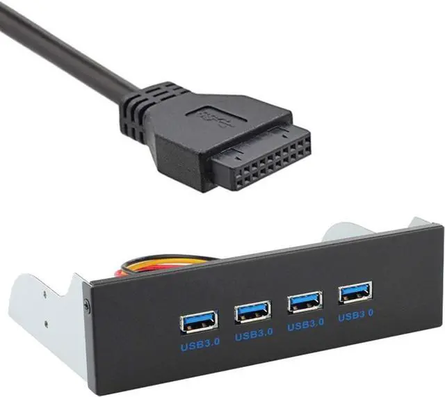 Main image of USB 3.0 HUB 4 Ports Front Panel to Motherboard 20Pin Adapter with SATA Power Cable for 5.25" CD-ROM Bay