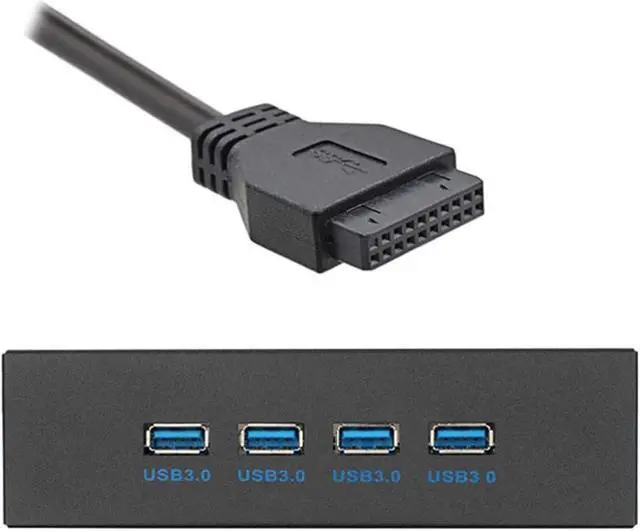 Alt view image 2 of 3 - USB 3.0 HUB 4 Ports Front Panel to Motherboard 20Pin Adapter with SATA Power Cable for 5.25" CD-ROM Bay