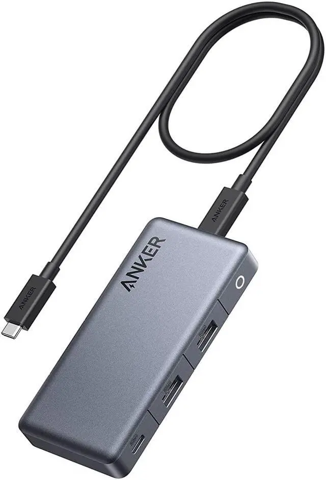 Main image of Anker USB C Hub, Anker 343 USB C Hub (7-in-1, Dual 4K HDMI) with 100W Power Delivery, Dual 4K HDMI Ports, a USB-C Upstream Port, 3 5Gbps USB-A and USB-C Data Ports for Dell Laptop, ThinkPad, and More