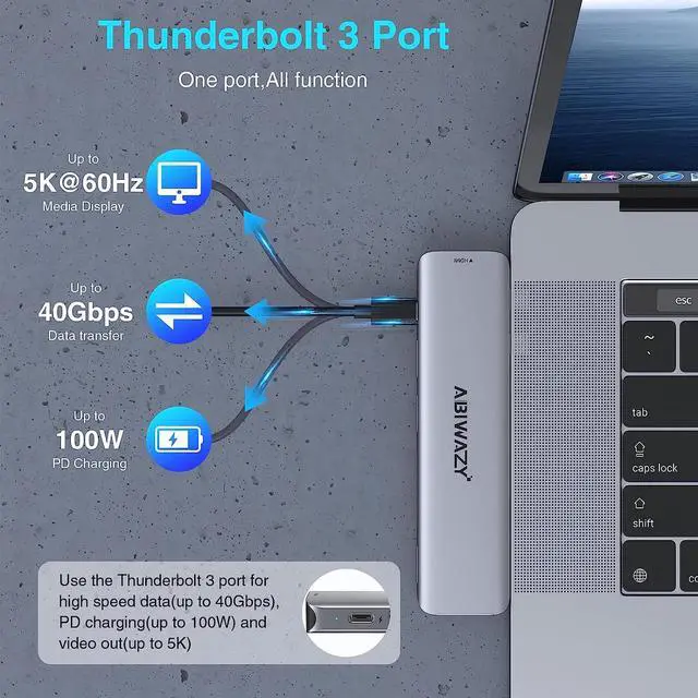 Alt view image 3 of 7 - USB C Adapters for MacBook Pro 2022, MacBook Pro USB Adapter MacBook HDMI Multiport Dongle for MacBook Pro Air 2023-2018 with 4K HDMI, 2 USBB 3.0 Port, SD/TF, Thunderbolt 3 and USB C USB3.0 Data Port