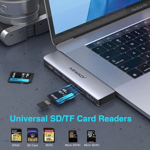 Alt view image 5 of 7 - USB C Adapters for MacBook Pro 2022, MacBook Pro USB Adapter MacBook HDMI Multiport Dongle for MacBook Pro Air 2023-2018 with 4K HDMI, 2 USBB 3.0 Port, SD/TF, Thunderbolt 3 and USB C USB3.0 Data Port