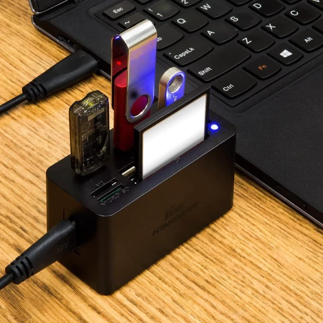 Alt view image 2 of 7 - USB C Hub Adapter w/ Card Reader Write & USB 3.0 HUB - Thunderbolt 3 Supports High Speed SD MS Micro M2 CF For Macbook Laptop Desktop type-c