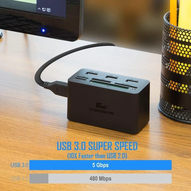 Alt view image 5 of 7 - USB C Hub Adapter w/ Card Reader Write & USB 3.0 HUB - Thunderbolt 3 Supports High Speed SD MS Micro M2 CF For Macbook Laptop Desktop type-c