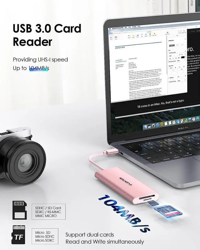 Alt view image 4 of 7 - LENTION USB C Hub with 4K HDMI, 3 USB 3.0, SD 3.0 Card Reader, USBC Hub Multiport Adapter for 2023-2016 MacBook Pro, New Mac Air/iPad Pro/Surface, More, Stable Driver Certified (CB-C34, Rose Gold)