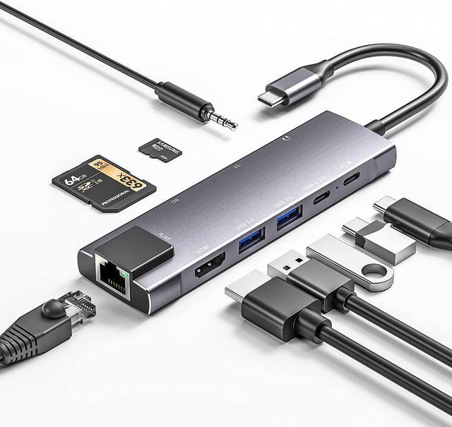 USB C Hub Mulitiport Adapter, 9-in-1 Hub with 1Gbps Ethernet,4K